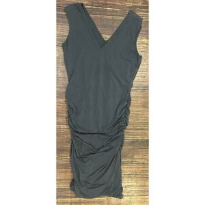 James Perse Standard Women's Grey Sleeveless V-neck Ruched Dress Sz 3